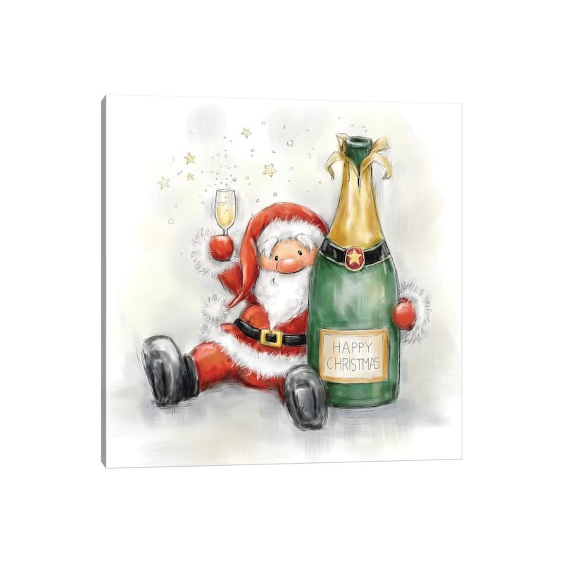 iCanvas "Santa Holding Bottle" by MAKIKO Canvas Print