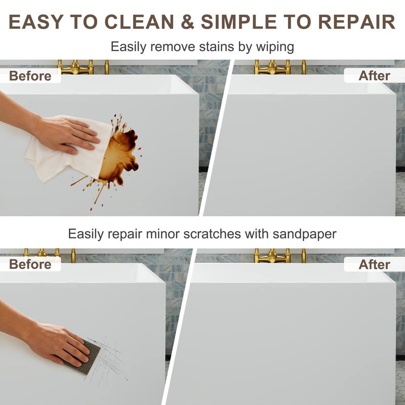 47 in. Freestanding Acrylic Japanese Soaking Bathtub, Modern Compact Design with Included Drainer