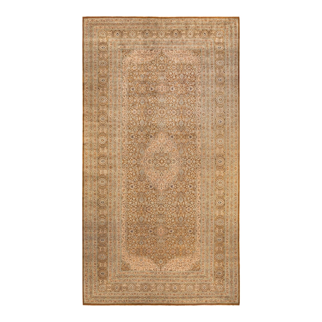 Overton Hand Knotted Wool Vintage Inspired Traditional Mogul Brown Runner Rug