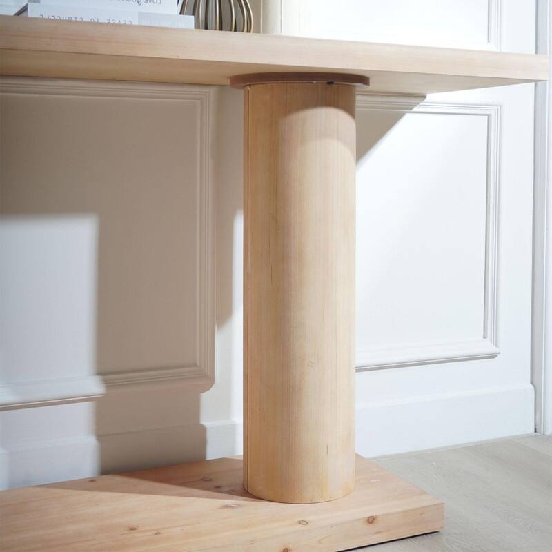 Modern 59" Wooden Console Table with Pedestal Base for Elegant Entryway Decor
