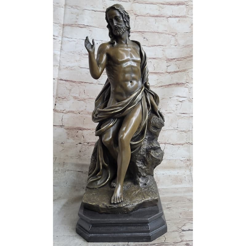 Jesus Christ Seated Bronze Statue Sculpture Marble Base Religious Christianity Decor By Valli