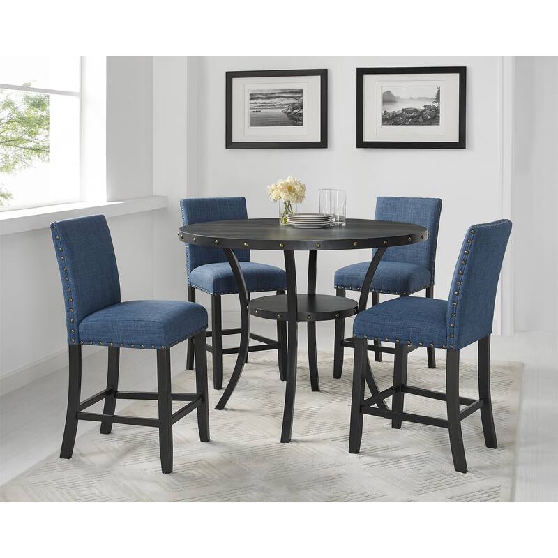Wood Counter Height Nailhead Round Dining Table
