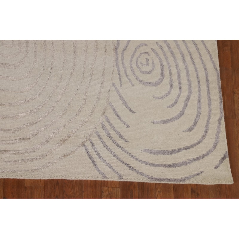 Indian Modern Area Rug Handmade Wool Carpet - 8'11"x 11'8"