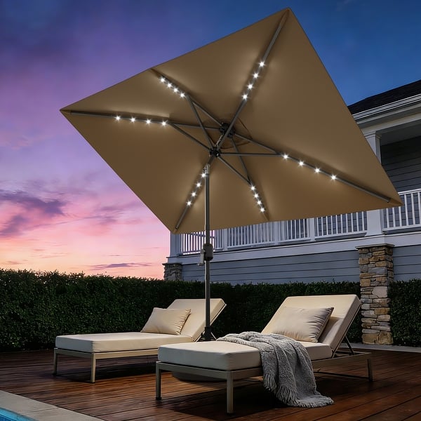 lights for rectangular patio umbrella Amazon.com : SANLUCE Rectangle with solar lights, 10x6.5ft umbrella outdoor patio with Tilt & Crank Market Umbrella 6 Sturdy Ribs UV Protection Waterproof Garden Deck Backyard Pool, Turquoise these vibrant lights shine for up to 8 hours 13Ft Rectangular Patio Umbrella With