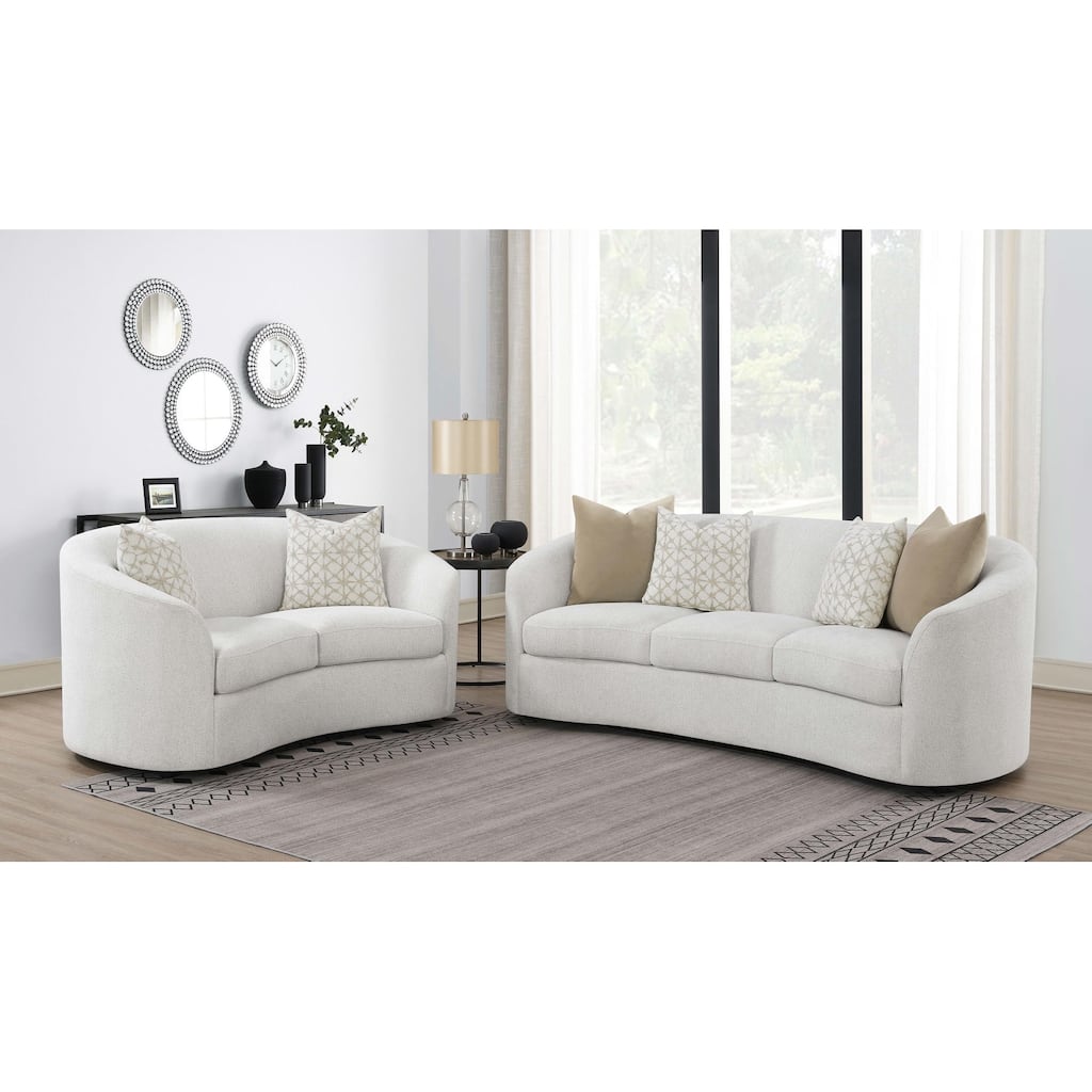 Rainn Boucle Upholstered Sloped Arm Sofa Set Latte