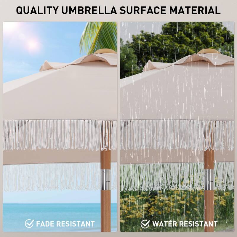Autlaycil 7.5 ft Outdoor Umbrella Patio with Fringe.