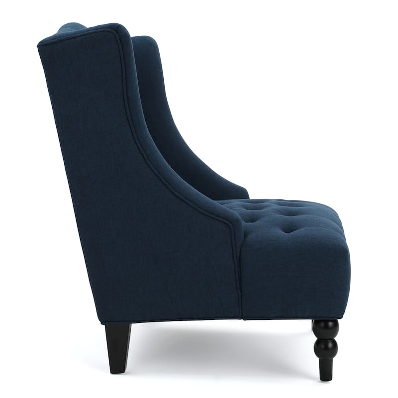 Contemporary Design Upholstered Wingback Chair, Hi-back Club Chair with Wood Legs