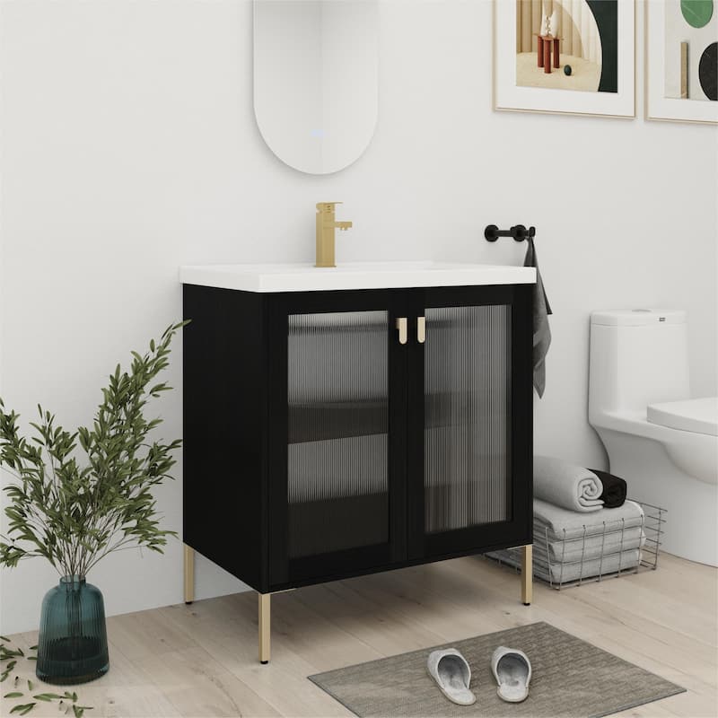Bathroom Vanity With Sink In 28/32 Inch, Floating/Freestanding Bathroom Vanity With Soft Close Door