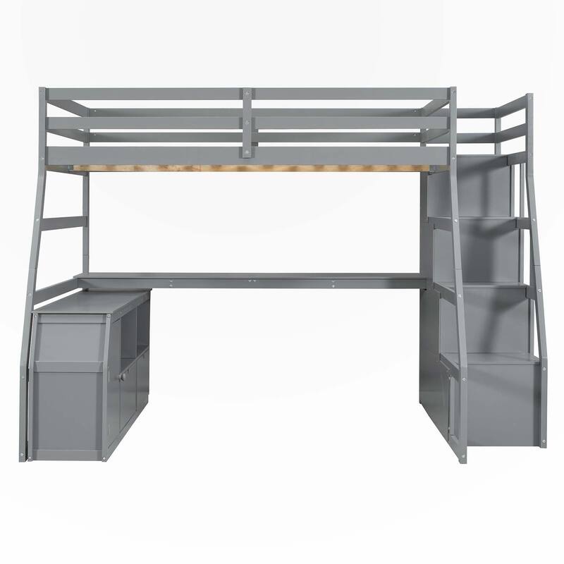 Full Size Loft Bed with Drawers and Desk