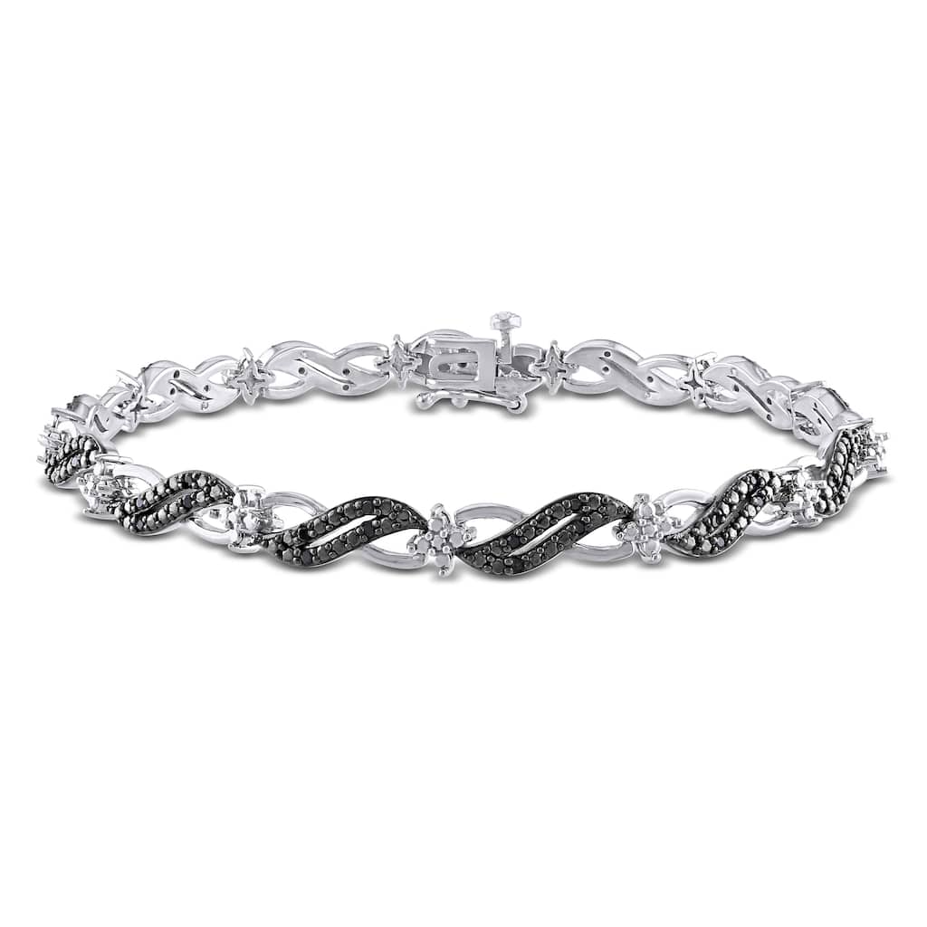 Miadora Sterling Silver 1/4ct TDW Black Diamond Infinity Bracelet