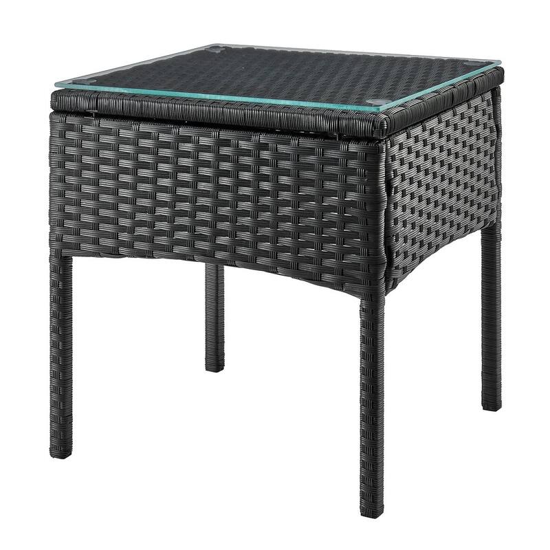 Manhattan Comfort Noli Steel Rattan 3-Piece Patio Conversation Set with Cushions