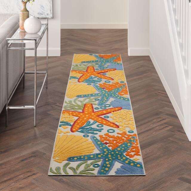 Nourison Aloha Coastal Beach Starfish Indoor/Outdoor Area Rug