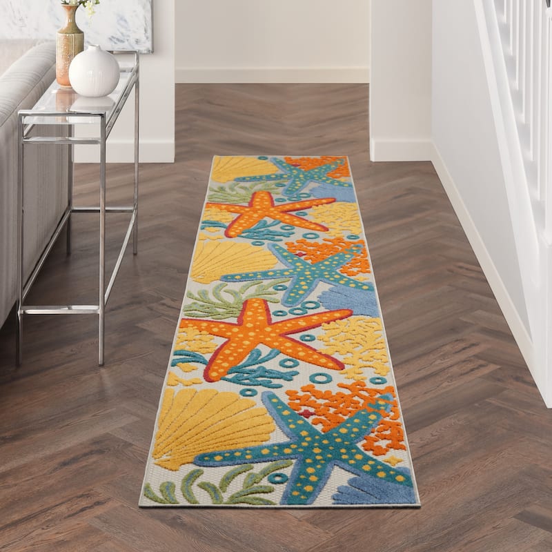 Nourison Aloha Coastal Starfish Indoor/Outdoor Area Rug - 2'3" x 12' Runner - Multi
