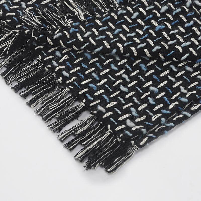 Sevita Modern Interwoven Decorative Standard Size Throw Blanket with Fringe