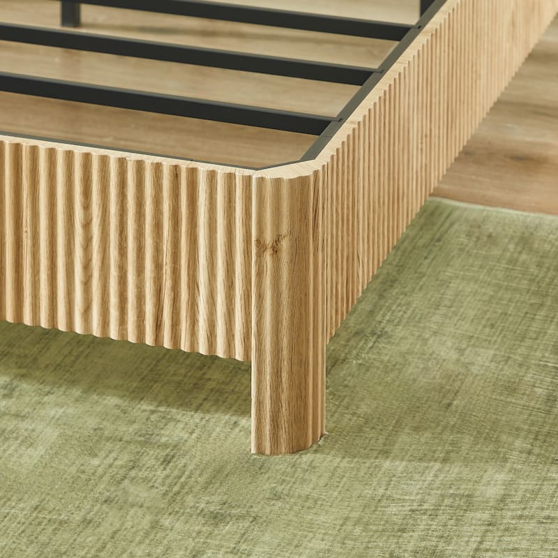 Queen Size Wooden corrugated curved lines, No Box Spring Needed