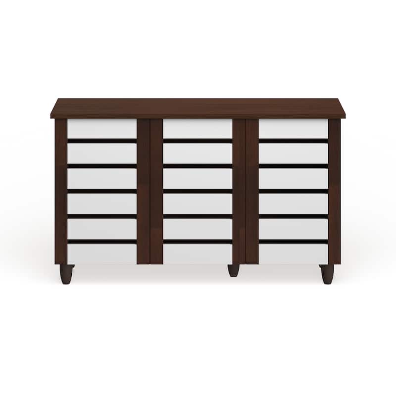 Porch & Den Harold Martin Brown/ White 3-door Shoe Cabinet
