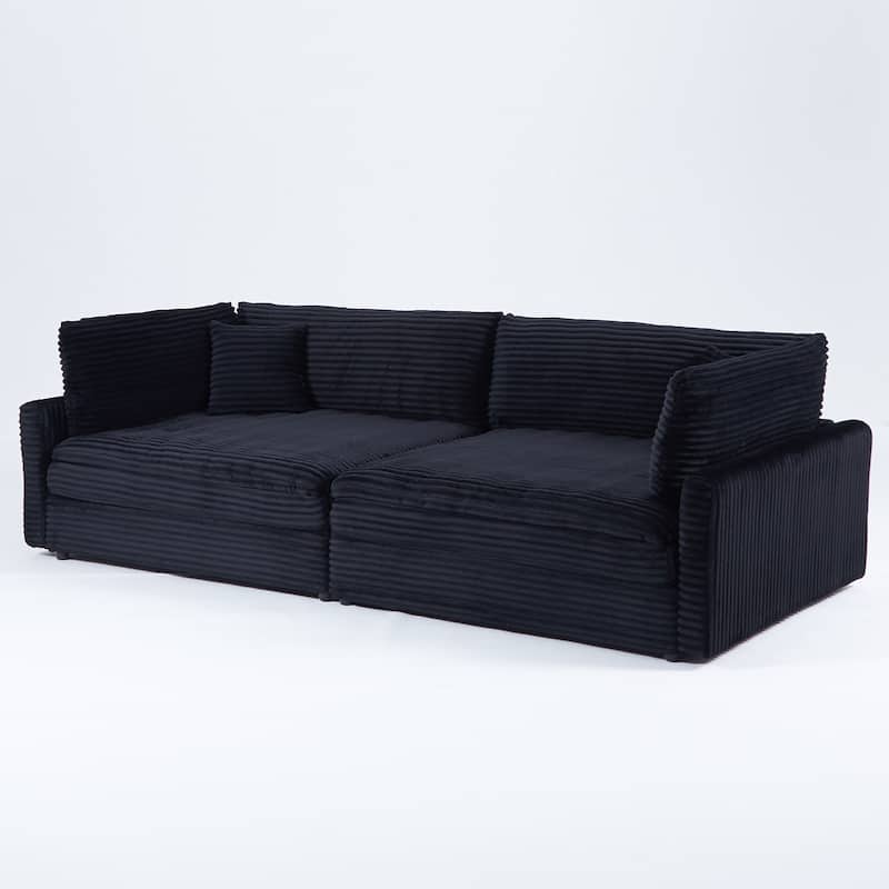 The 112-Inch Corduroy Sofa,With Two Throw Pillows And Four Backrests
