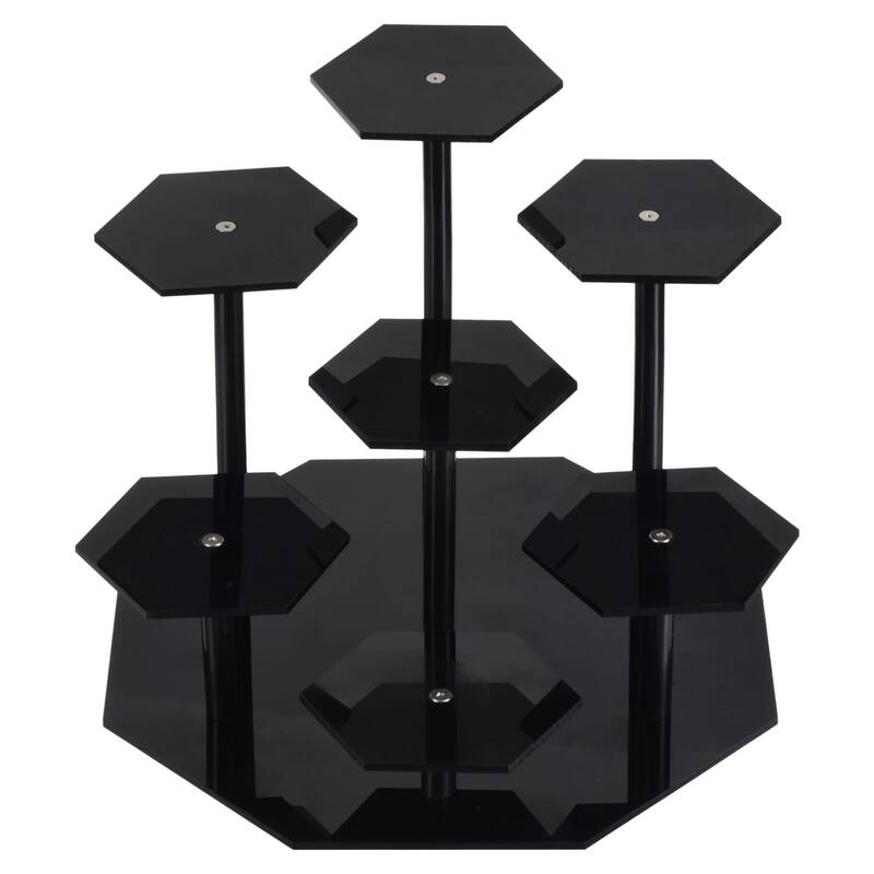 Acrylic Display Stand for Figures, 7 Tier Acrylic Showcase Stand Black
