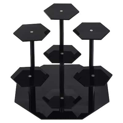 Acrylic Display Stand for Figures, 7 Tier Acrylic Showcase Stand Black