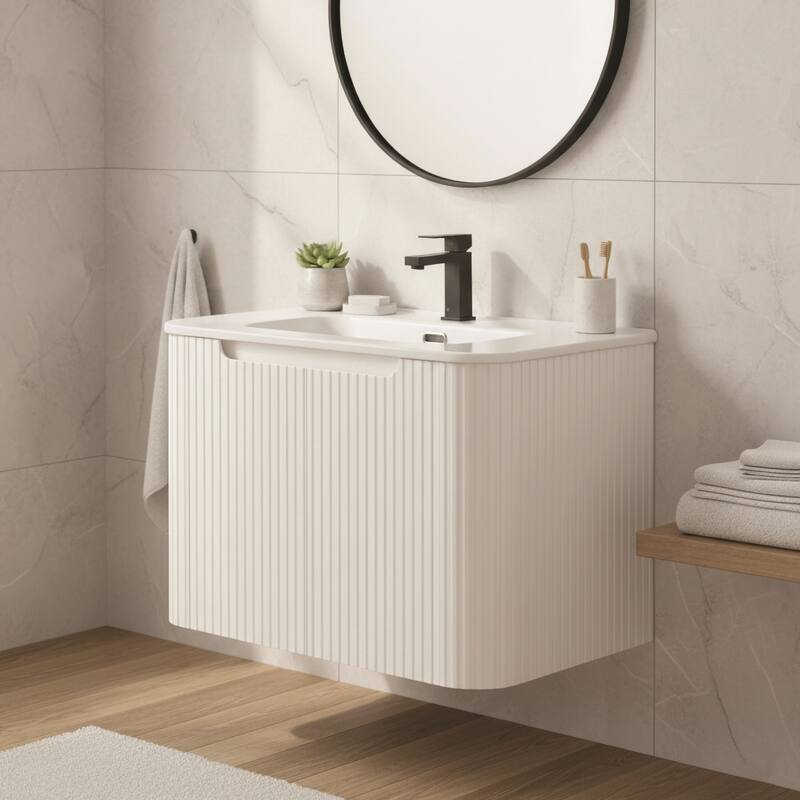Caskvalley Modern Bathroom Vanity with Straight Fluted Design - Sink Included