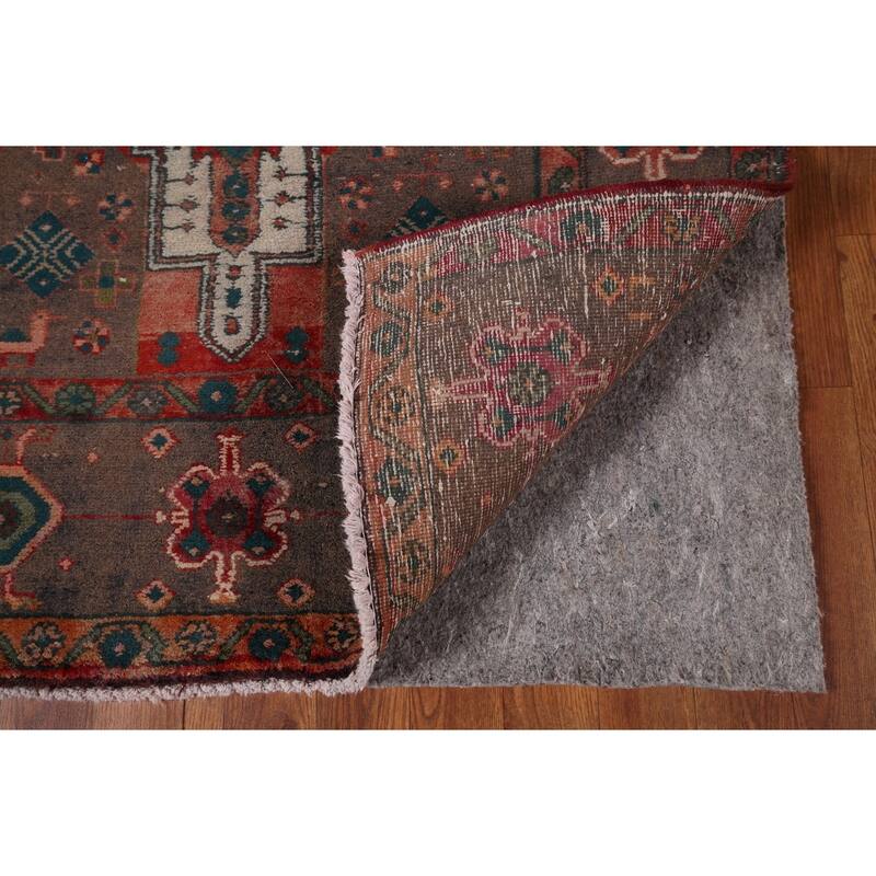 Tribal Heriz Persian Vintage Runner Rug Handmade Wool Carpet - 3'9" x 11'11"
