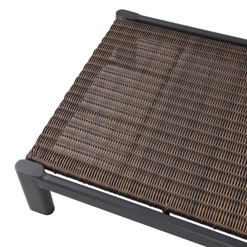 Arlo Teak & Wicker Aluminum Dual-Use Outdoor Chaise Lounge (Set of 2)