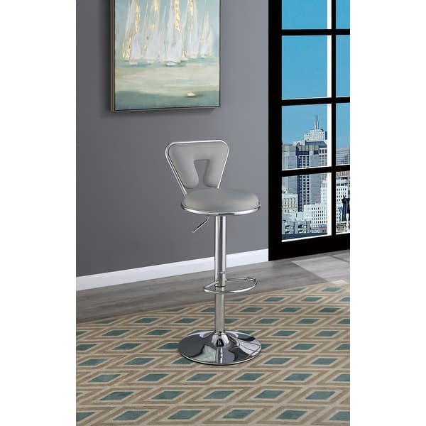 Adjustable Bar stool Gas lift Chair Faux Leather Chrome Base metal