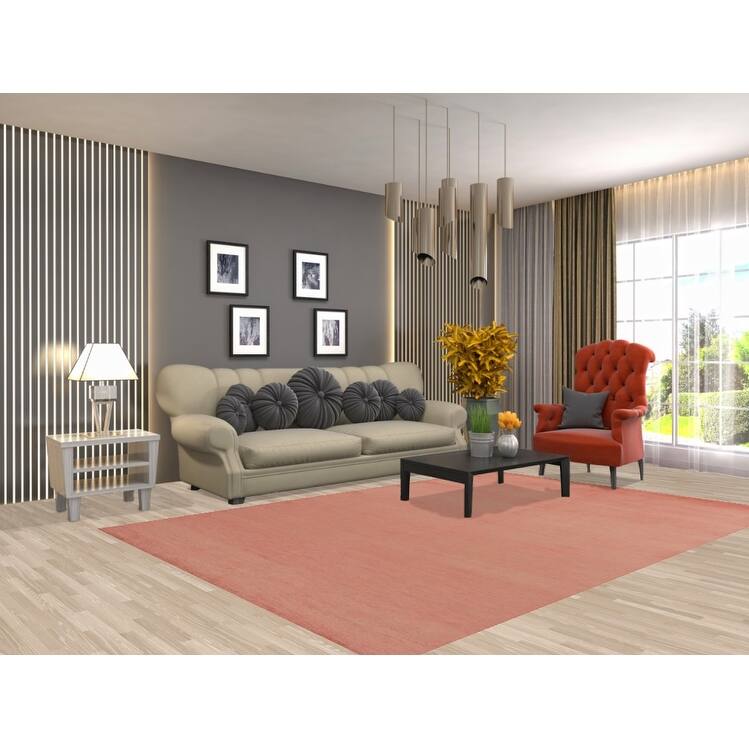 Hand Knotted Oriental 100% Wool Carpet Modern Solid Coral Gabbeh Area Rug - 9' 1'' X 6' 3''