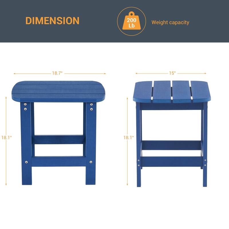 LIVOOSUN Patio Adirondack Plastic Wood Outdoor Side Table for Deck