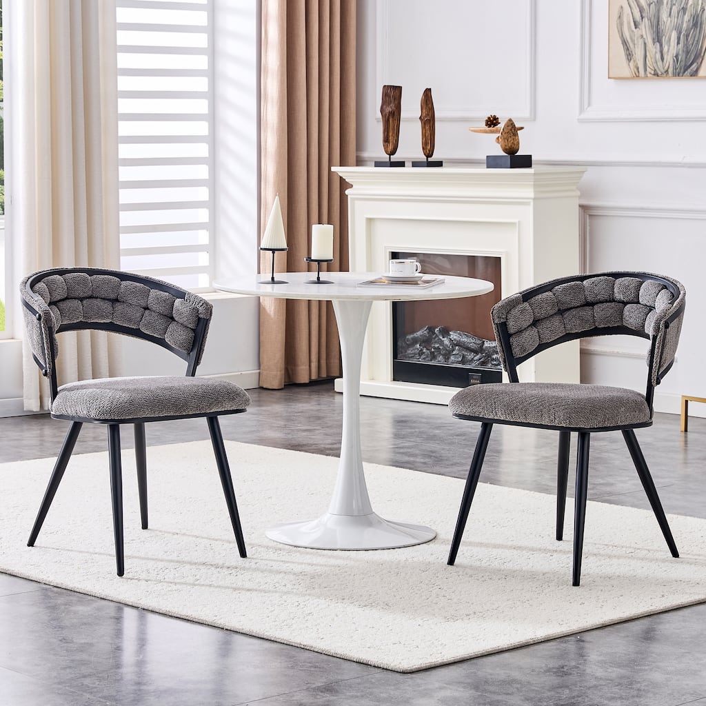 Velvet Upholstered Dining Chairs Set of 2, Accent Chair with Tufted Backrest, Kitchen Side Chairs with Metal Legs