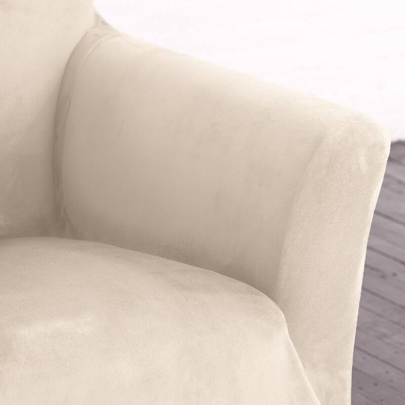 Premium Stretch Velvet-Plush Ottoman Slipcover