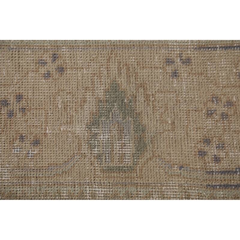 Beige Tabriz Persian Vintage Area Rug Handmade Wool Carpet - 9'1"x 13'2"
