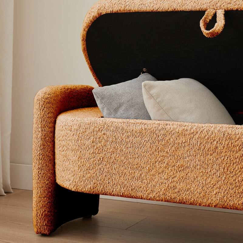 Modern Fleece Fabric Storage Bench with Filp-up Storage for the Living Room & Bedroom,4 Colors
