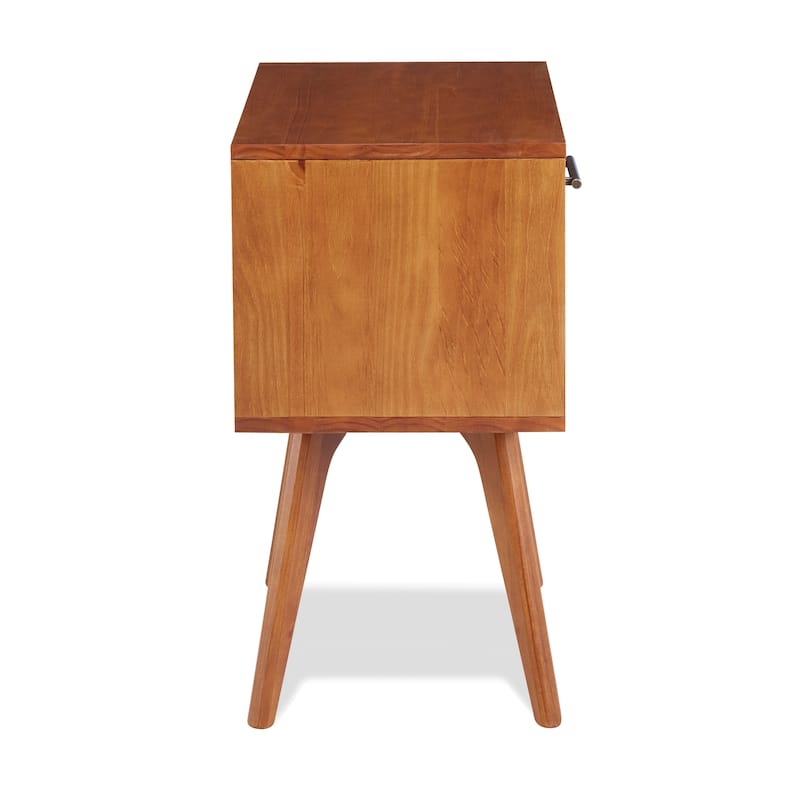 Mid Century Modern One Drawer Nightstand - White Finish