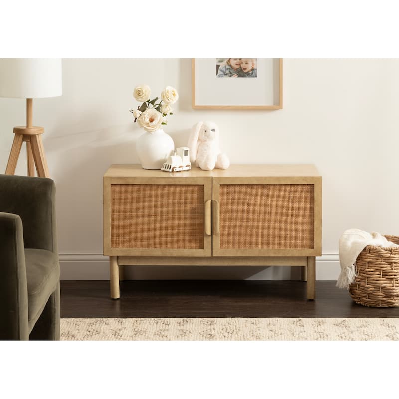 Kate and Laurel Ori Rattan Console Floor Cabinet - 38x16x23