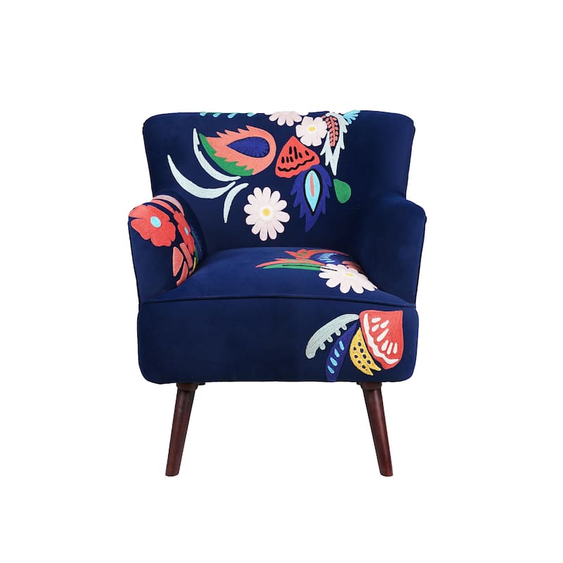 Nico Floral Embroidered Velvet Upholstered Accent Chair by Sevita
