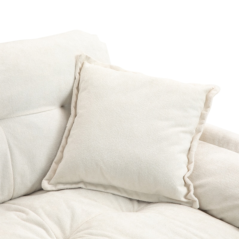 84" Chenille Sofa Small Sofa Loveseat Deep Seat Sofa Couch with 2 Throw Pillows & Memory Foam Lounge