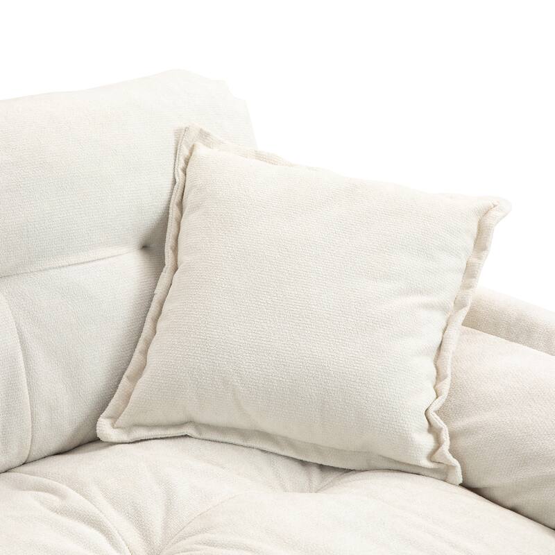 Small Sofa Loveseat Deep Seat Sofa Couch with 2 Throw Pillows, 2-Seater Settee with Pillow Top Armrests