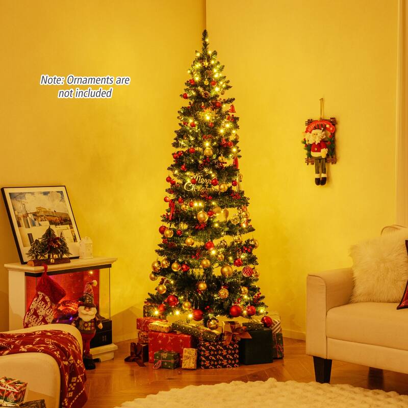 Costway 6/7 FT Artificial Christmas Tree with 612/791 Branch Tips Warm - See Details - Green