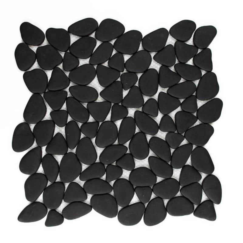 Huron Rock 12x12 Matte Glass Pebble Mosaic Tile - Floor, Wall, Backsplash