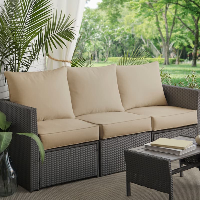 Sorra Home Sloane Beige Indoor/ Outdoor Corded Sofa Cushion Set