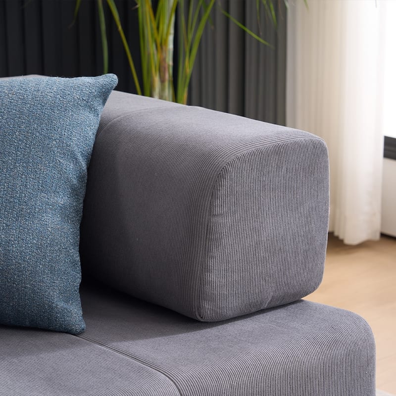 78.5" Folding Sofa Bed with 2 Pillows, Convertible Foam Futon Couch, Corduroy Fold-Out Couch for Living Room, Office