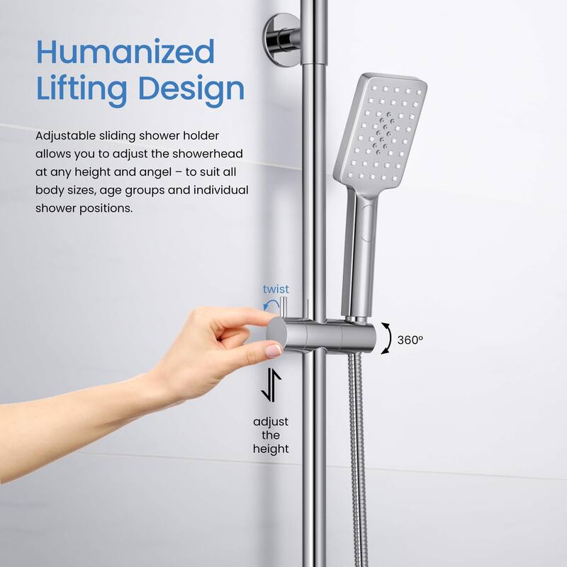 Cube Pressure Balanced 2-Function Shower Column with Rough In Valve