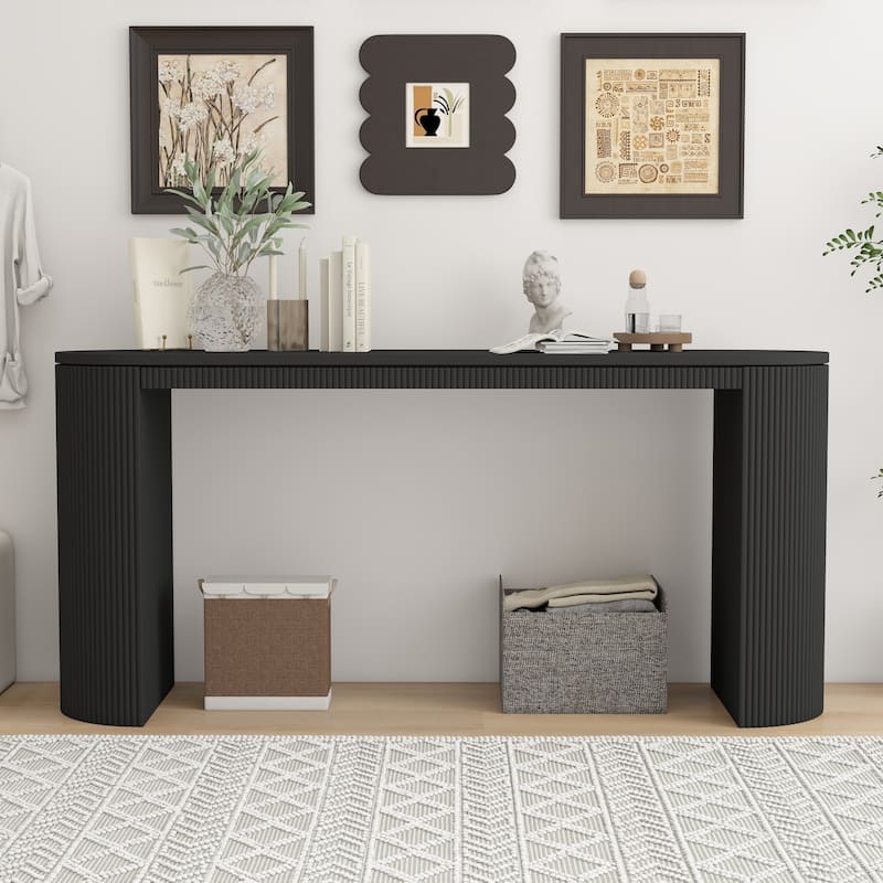 Console Table with Unique Vertical Stripe Design