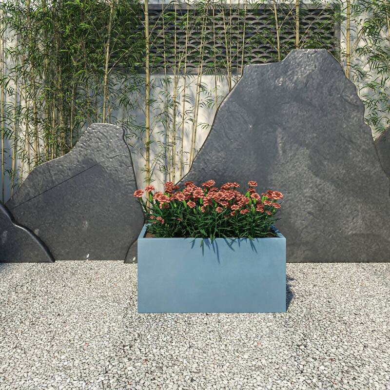 Bloom Rectangular Planter in Fiberstone and MgO Clay for Indoor Outdoor