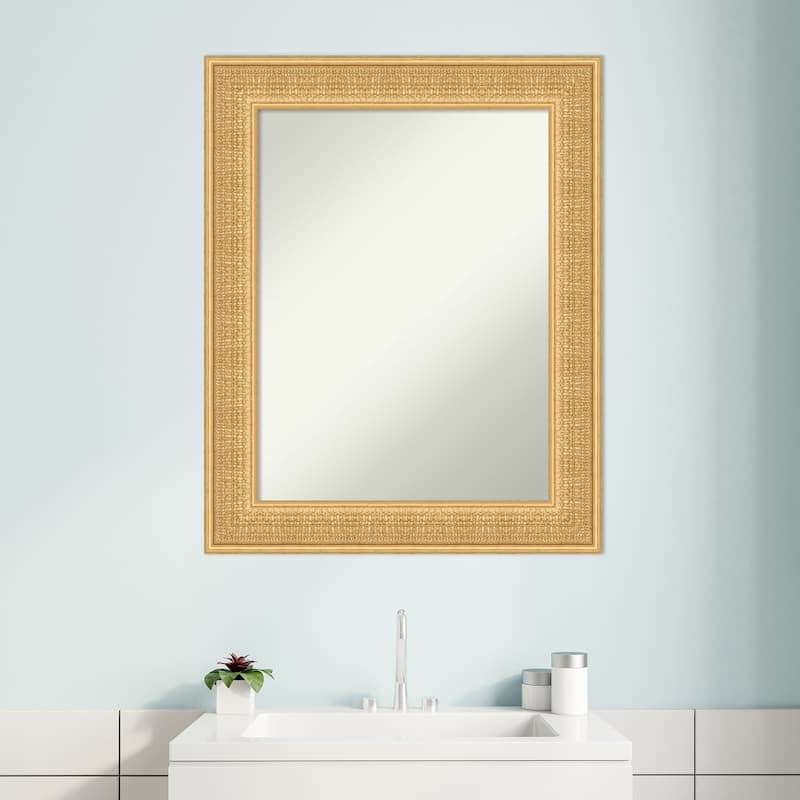 Trellis Non-Beveled Wood Framed Bathroom Vanity Wall Mirror - Trellis Gold
