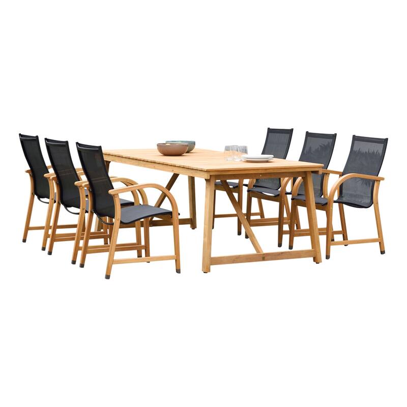 Floralis Teak 7-piece Rectangular Patio Dining Set by Amazonia - 7 Piece