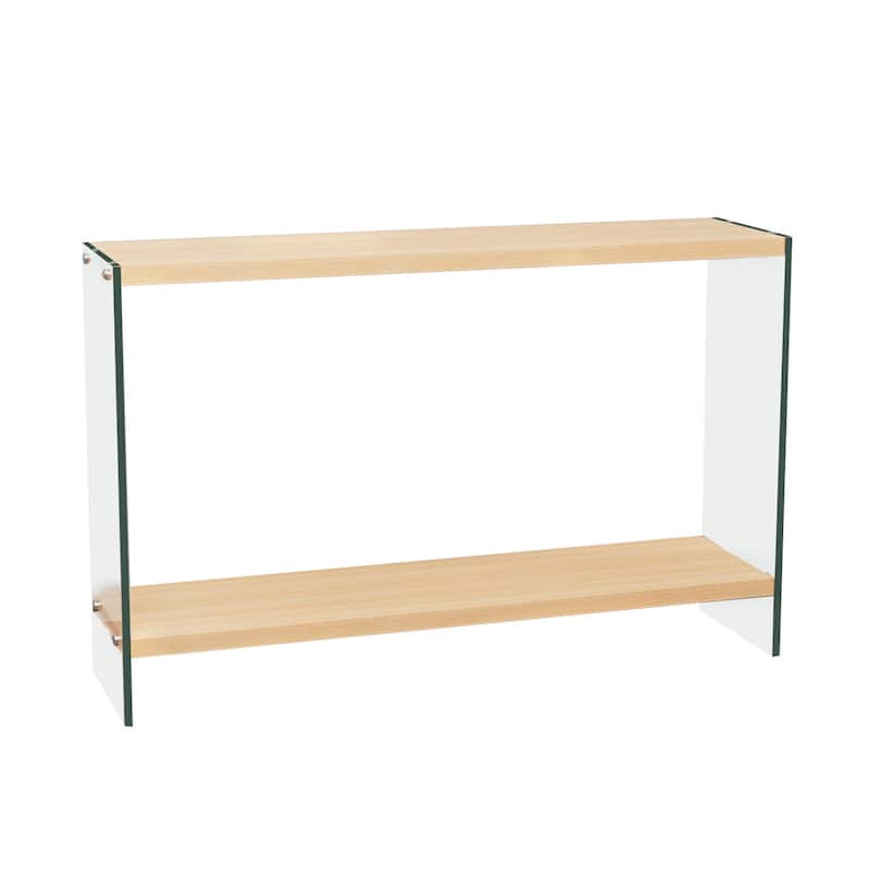 Console Entry Table Storage Rectangular Entryway Table with Tempered Glass Frame