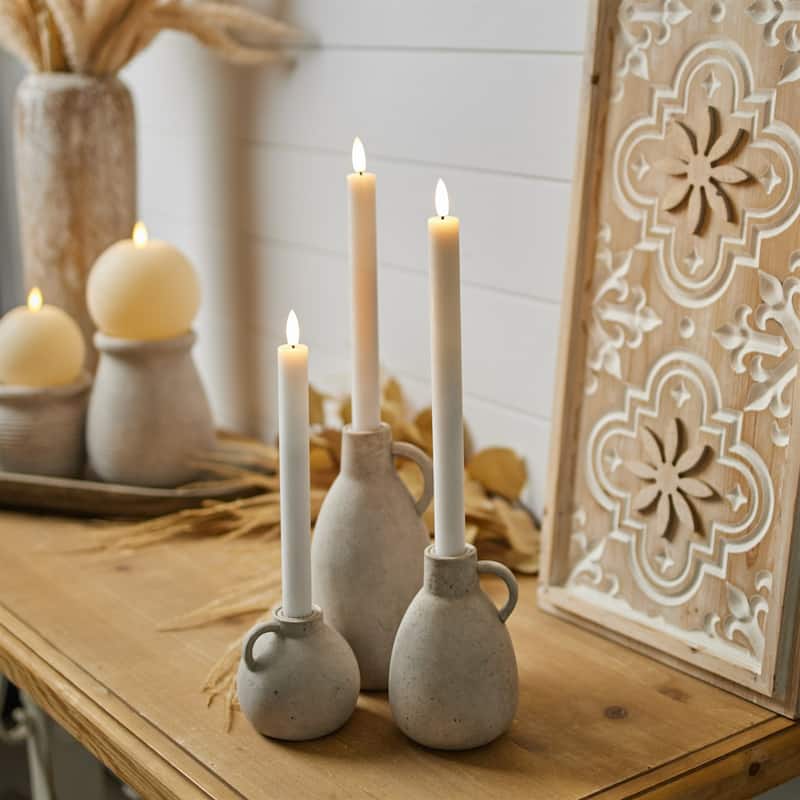 LED Lighted Flameless Taper Candles - 11" - White - Set of 2