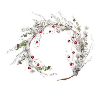 2 Frosted Pine Sleigh Bells Artificial Christmas Garlands 5' x 8"